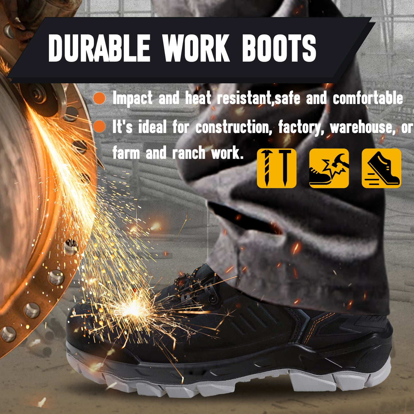 Work Boots for Men Genuine Leather Nubuck EH