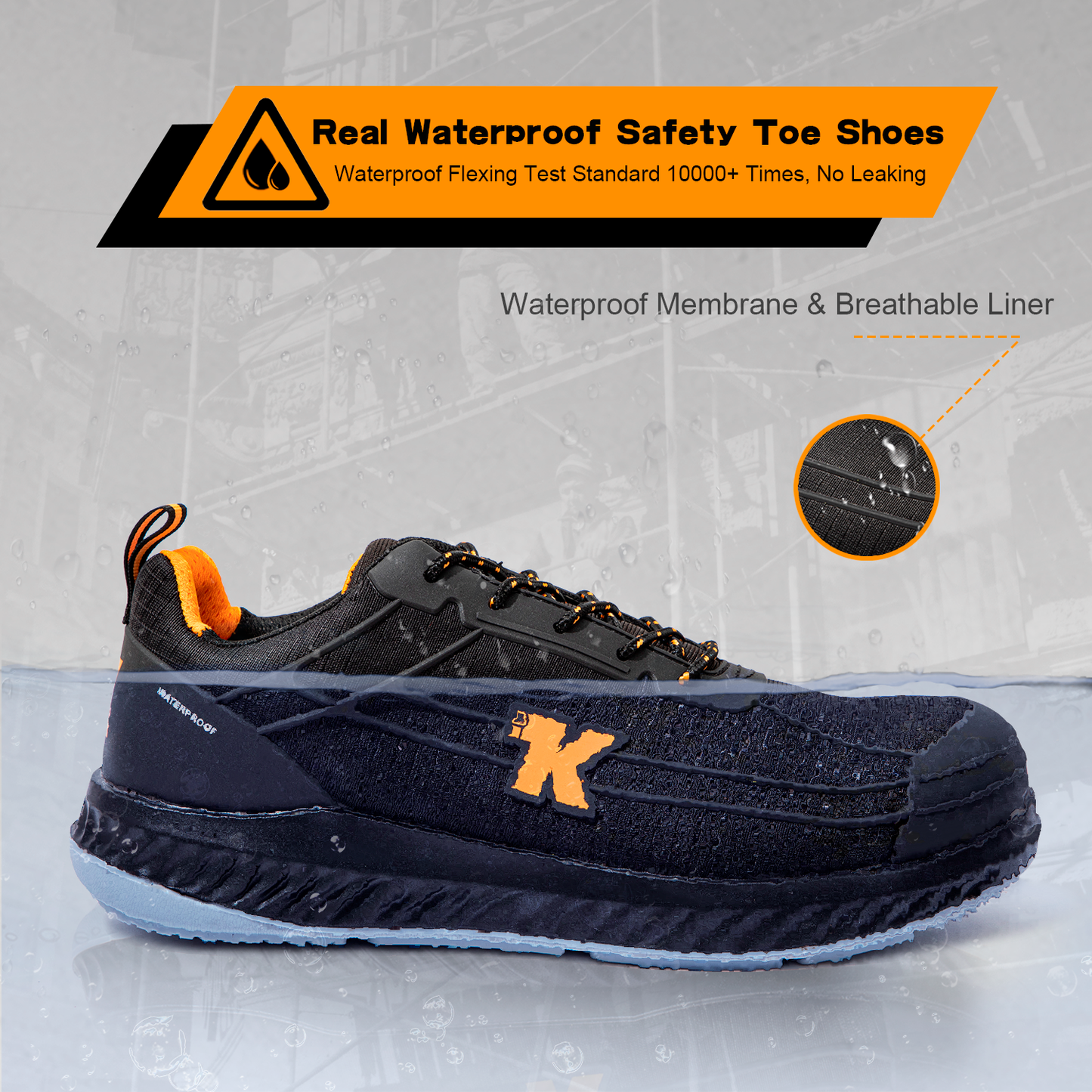 Men’s Composite Toe Shoes Waterproof Work Shoes Insulated EH Puncture Proof
