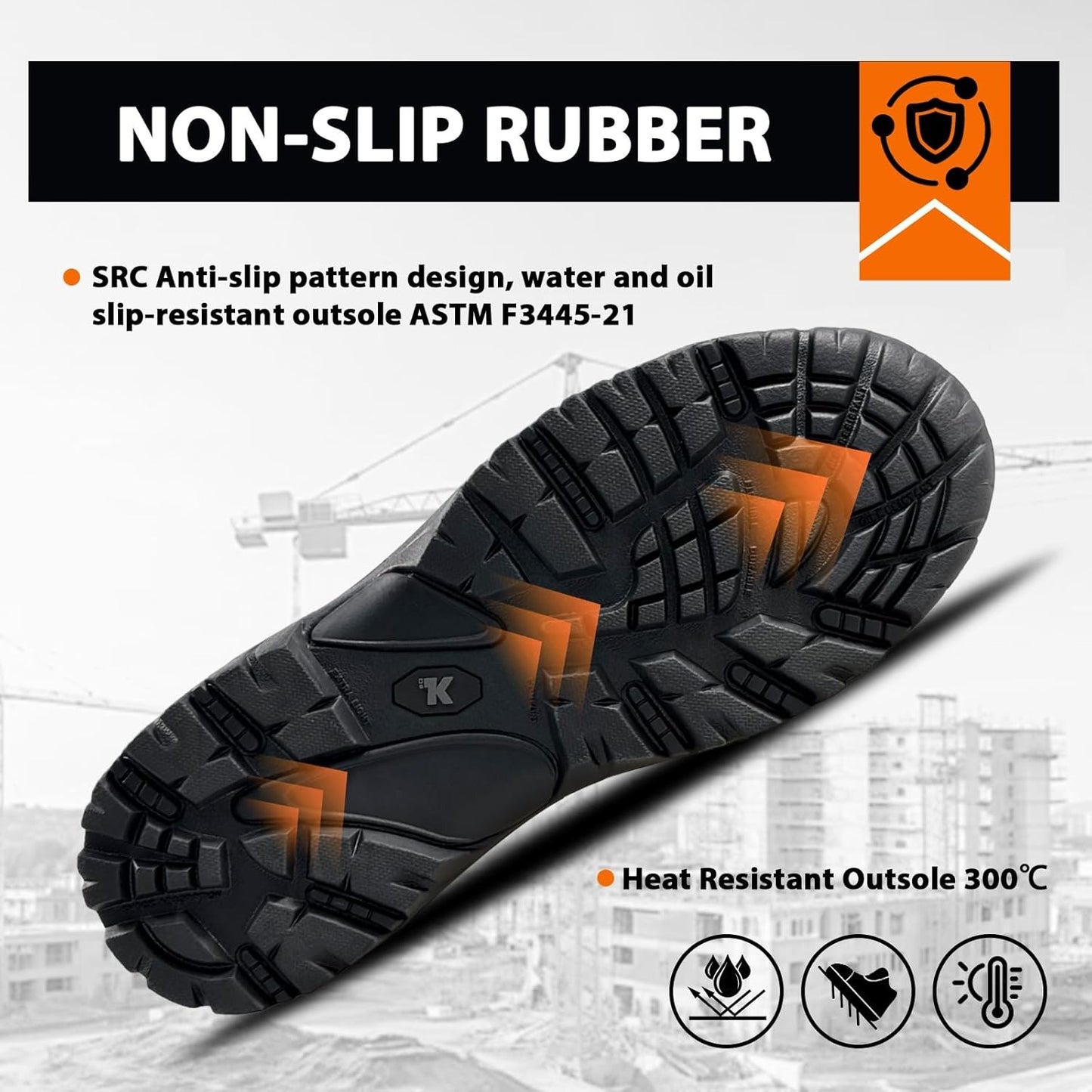 Mens Steel Toe Work Boots Waterproof, Thicker Full Grain Leather, Superior Oil/Slip Resistant Rubber Outsole, Puncture Proof ASTM F2413-18 Safety EH 18KV Indestructible Construction Shoes