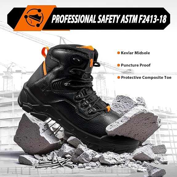 Lightweight Composite Toe Leather Safety Work Boots Men