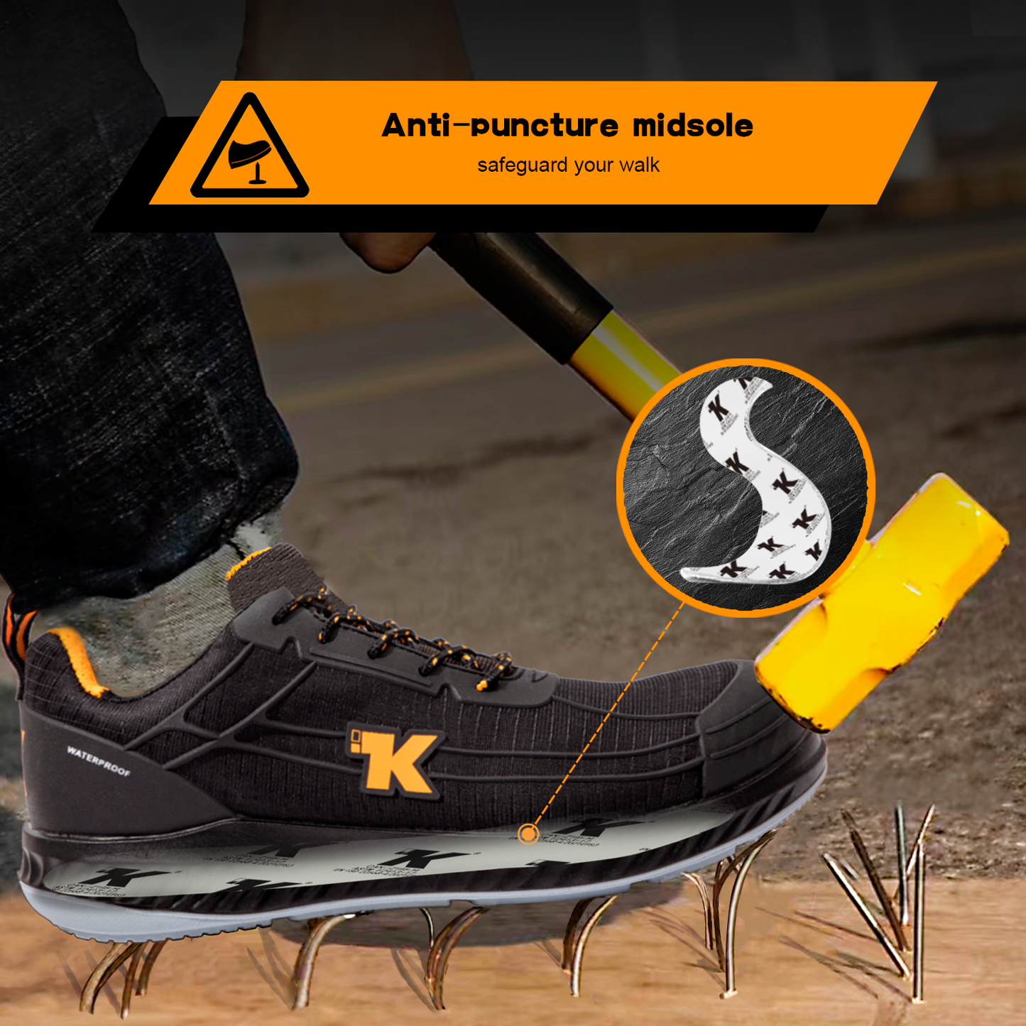 Men’s Composite Toe Shoes Waterproof Work Shoes Insulated EH Puncture Proof
