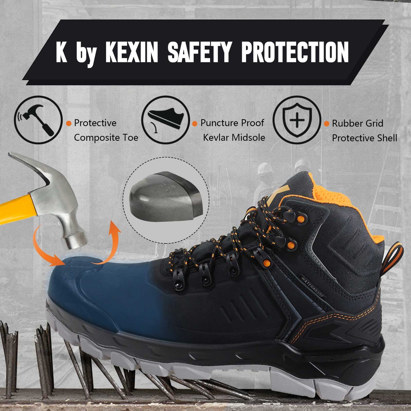 Work Boots for Men Genuine Leather Nubuck EH
