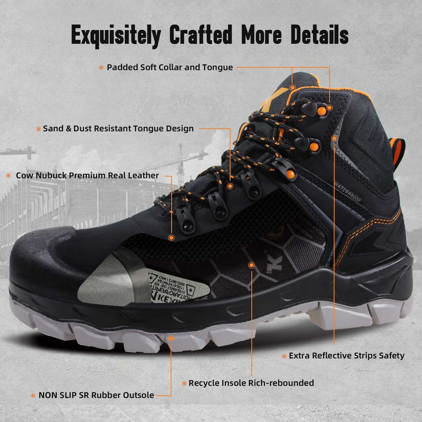 Work Boots for Men Genuine Leather Nubuck EH