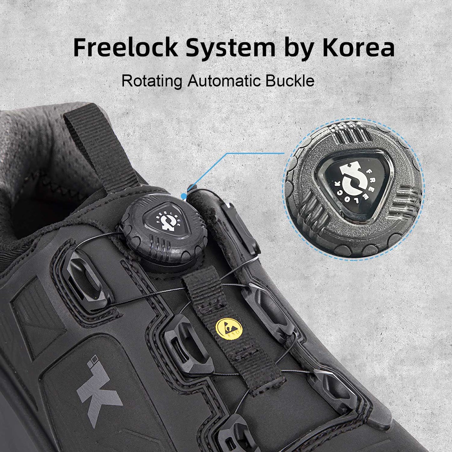 ESD Shoes for Men, Alloy Toe Safety Shoes Freelock Fit Quick Lacing System