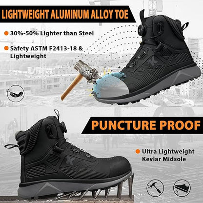 Quick Lace Aluminum Toe Safety Work Boots Men