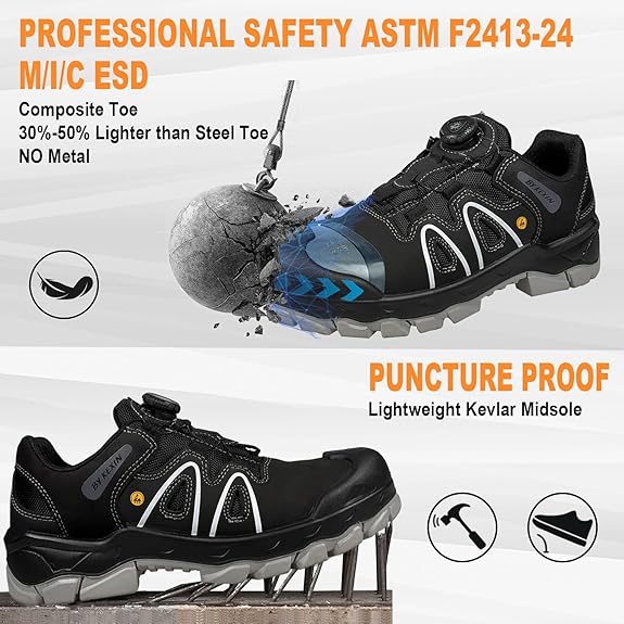 Quick Lace Composite Toe Safety Shoes For Men