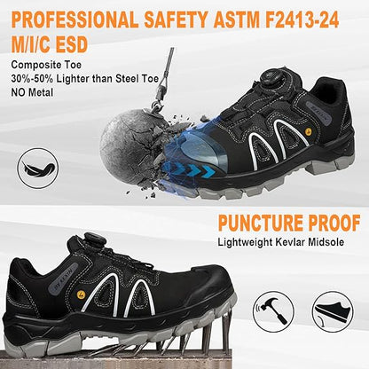 Quick Lace Composite Toe Safety Shoes For Men