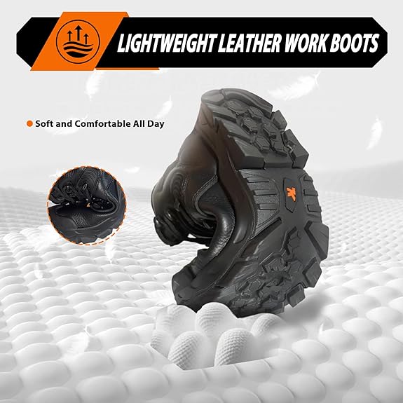Lightweight Composite Toe Leather Safety Work Boots Men