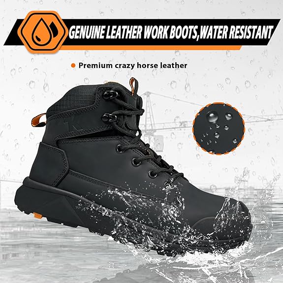 Lightweight Aluminum Toe Leather Safety Work Boots Men