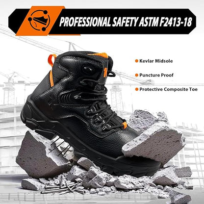 Lightweight Composite Toe Leather Safety Work Boots Men