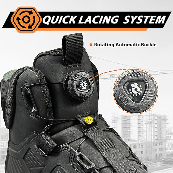 Quick Lace Aluminum Toe Safety Work Boots Men