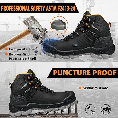 Lightweight Composite Toe Leather Safety Work Boots Men