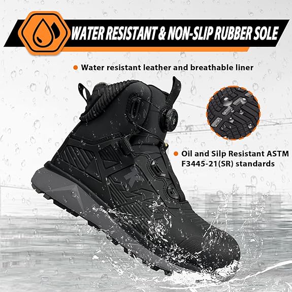 Quick Lace Aluminum Toe Safety Work Boots Men