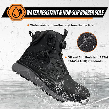 Quick Lace Aluminum Toe Safety Work Boots Men