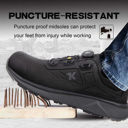 ESD Shoes for Men, Alloy Toe Safety Shoes Freelock Fit Quick Lacing System
