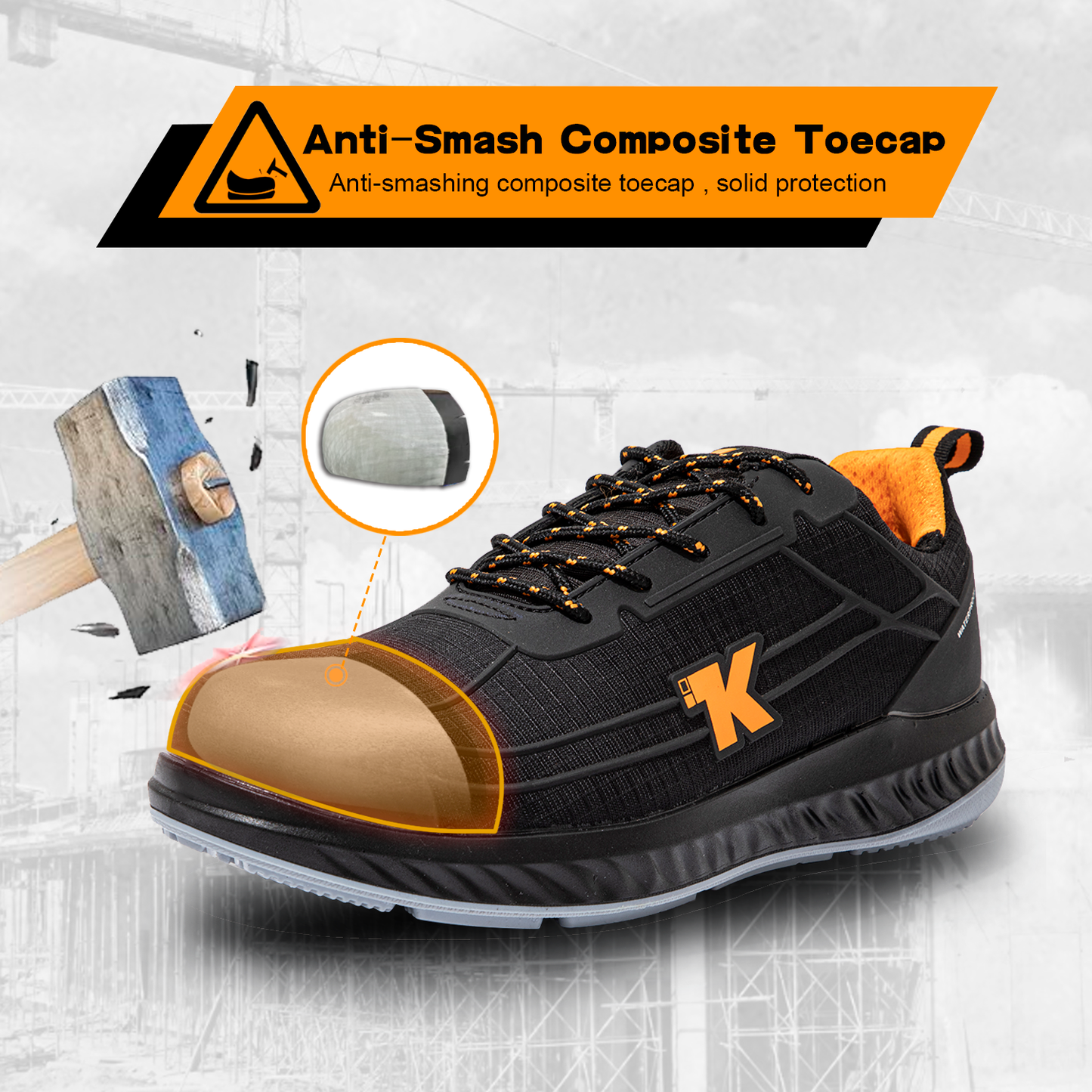 Men’s Composite Toe Shoes Waterproof Work Shoes Insulated EH Puncture Proof